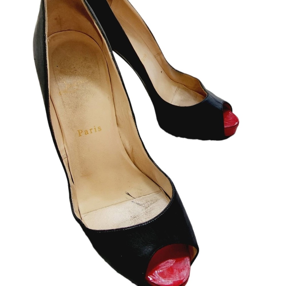 Christian Louboutin Black and Red Peep Toe Heels